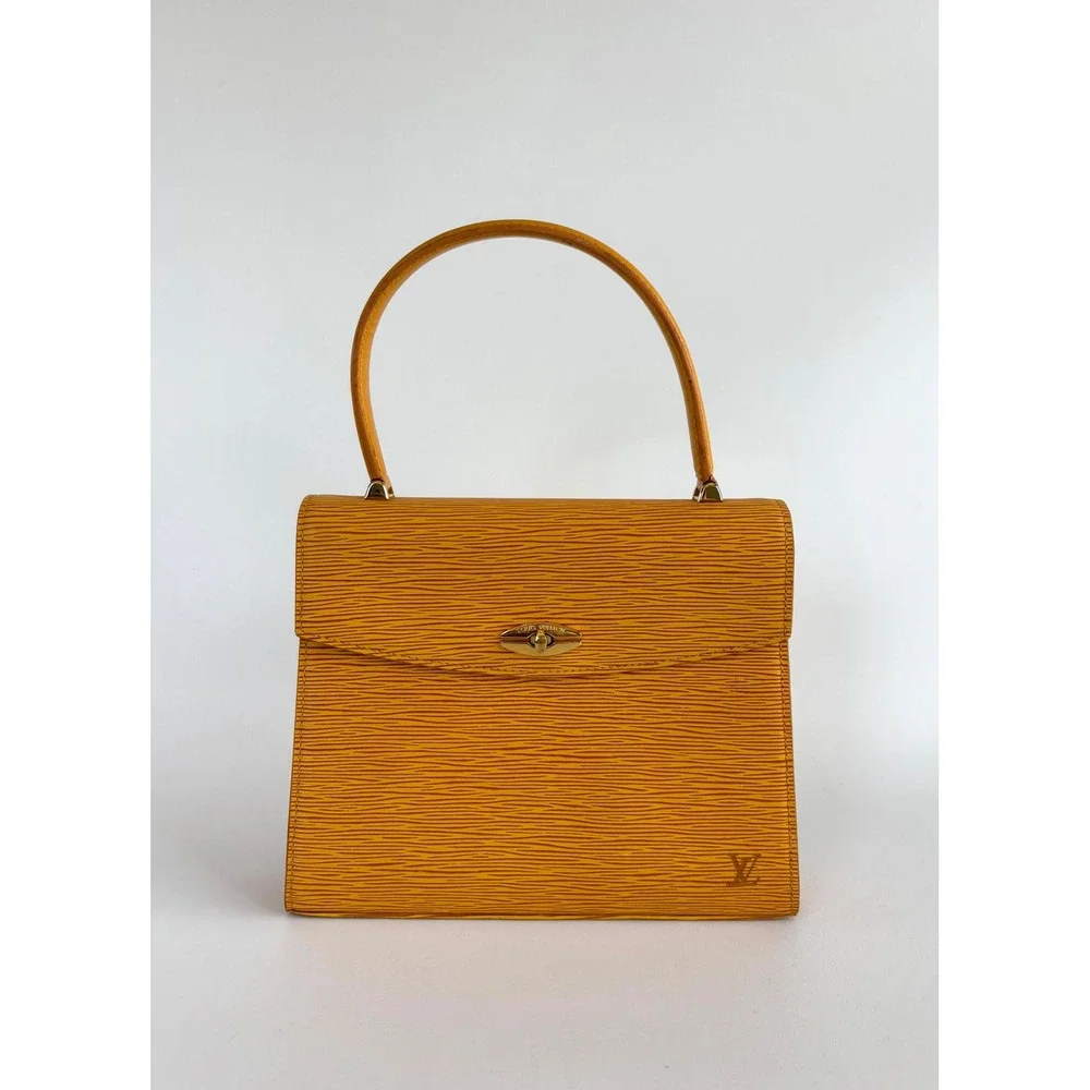 Louis Vuitton Malesherbes Epi Leather Yellow Purple Vintage 90s Handbag MI0963
